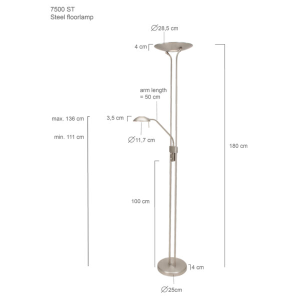 Staande vloerlamp met leesarm Mexlite Biron - Image 6