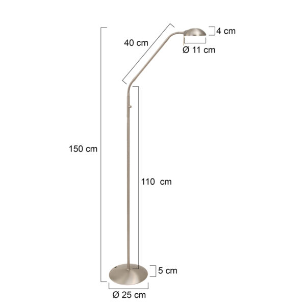 Minimalistische verstelbare staande leeslamp staal Mexlite Biron - Image 7