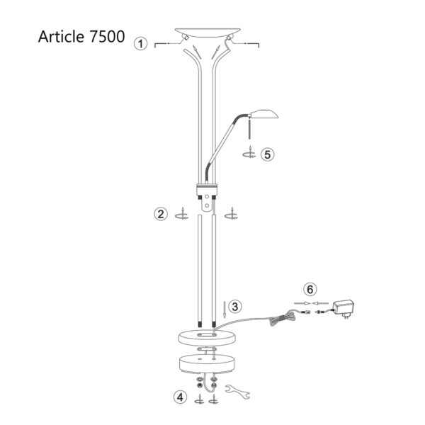 Staande vloerlamp met leesarm Mexlite Biron - Image 8