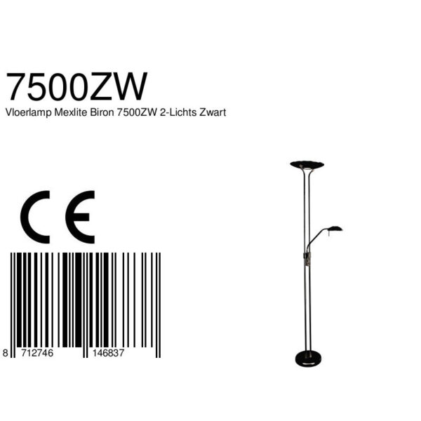 Ronde vloerlamp verstelbare leesarm staal Mexlite Biron - Image 8