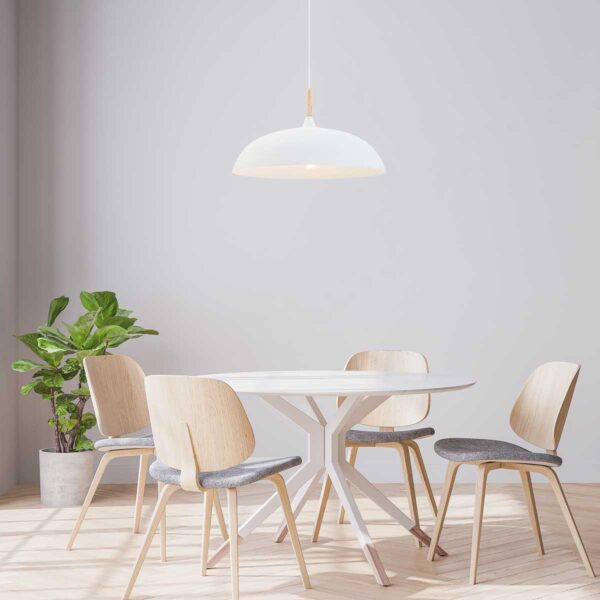 Scandinavische witte metalen houten hanglamp Mexlite Bjorr - Image 2
