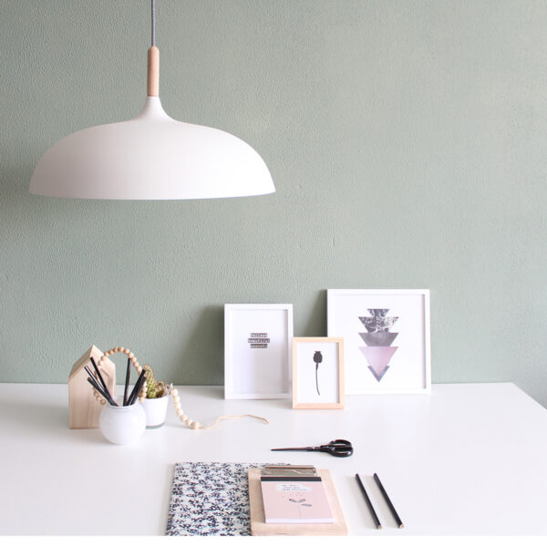 Scandinavische witte metalen houten hanglamp Mexlite Bjorr - Image 3