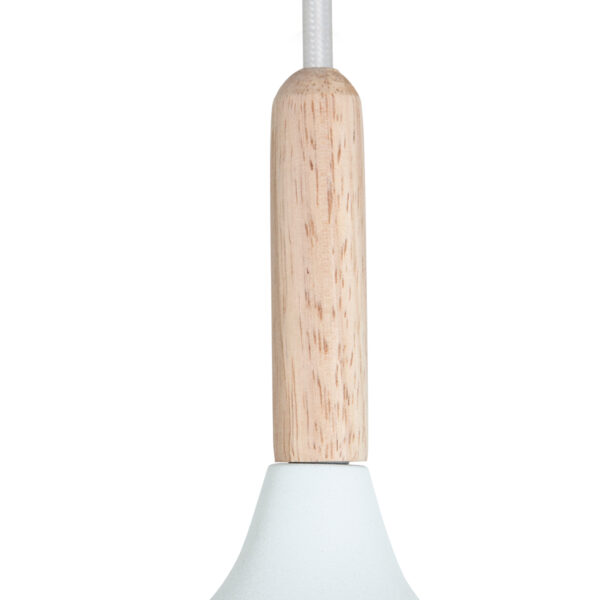Scandinavische witte metalen houten hanglamp Mexlite Bjorr - Image 4