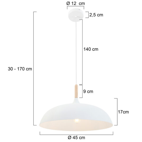 Scandinavische witte metalen houten hanglamp Mexlite Bjorr - Image 7