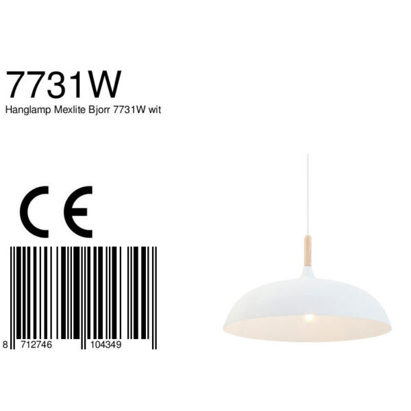 Scandinavische witte metalen houten hanglamp Mexlite Bjorr - Image 8