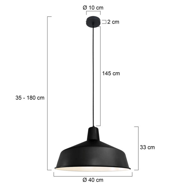 Industriële zwarte metalen hanglamp Mexlite Blackmoon - Image 6
