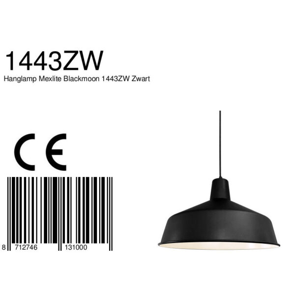 Industriële zwarte metalen hanglamp Mexlite Blackmoon - Image 7