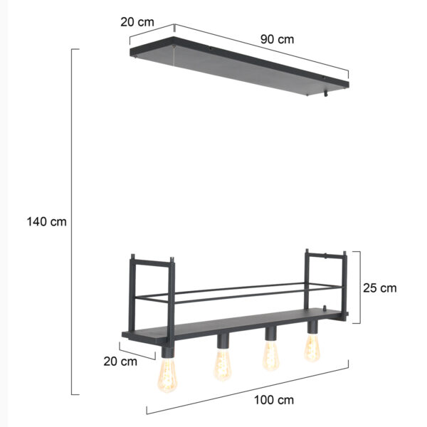 Trendy zwarte metalen hanglamp Mexlite Buckley - Image 6