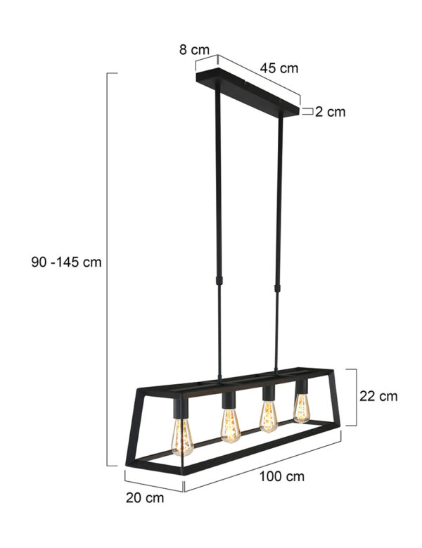 Frame hanglamp met 4 lichtpunten Mexlite Buckley - Image 7