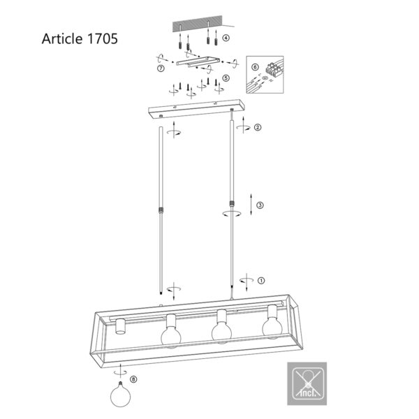 Frame hanglamp met 4 lichtpunten Mexlite Buckley - Image 9