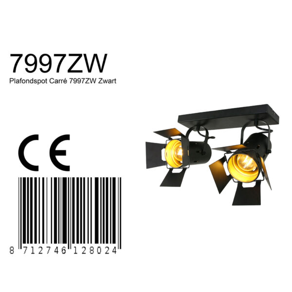 Industriële metalen zwarte spot Mexlite Carree - Image 6