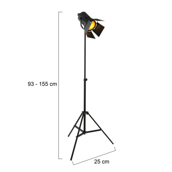 Industriële zwarte metalen vloerlamp Mexlite Carree - Image 6