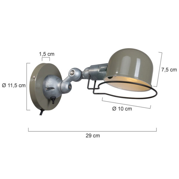 Groene ronde industriële wandlamp verstelbaar Mexlite Davin - Image 7