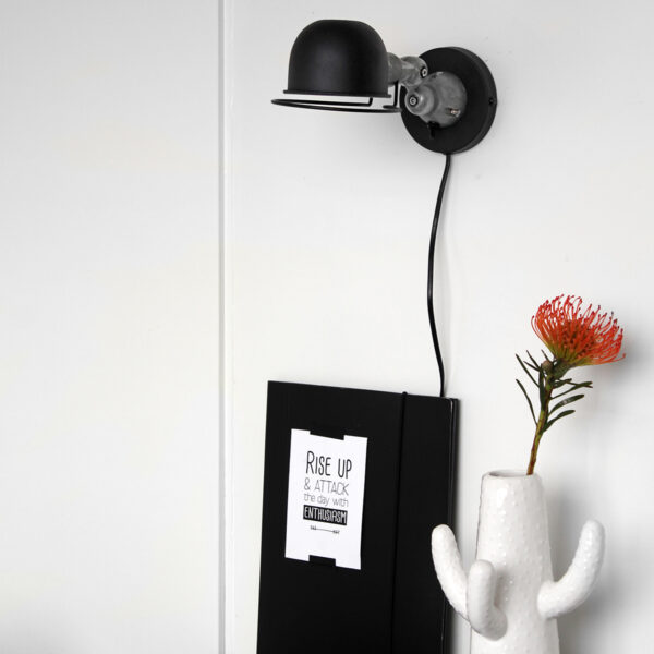 Verstelbare ronde industriële wandlamp zwart Mexlite Davin - Image 2
