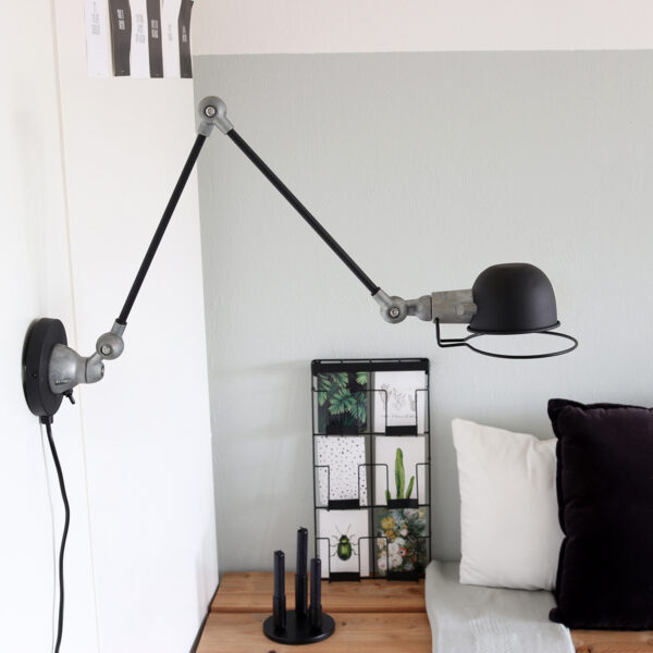 Ronde zwarte industriële hanglamp scharnierarm Mexlite Davin - Image 2