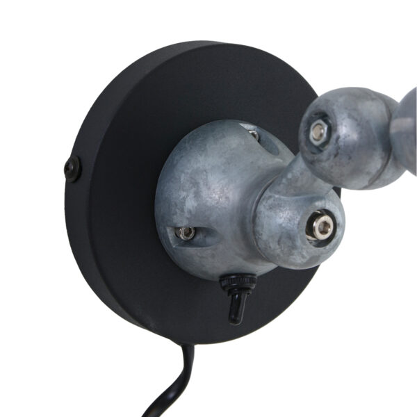 Verstelbare ronde industriële wandlamp zwart Mexlite Davin - Image 5
