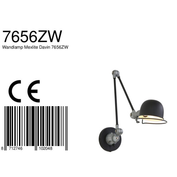 Ronde zwarte industriële hanglamp scharnierarm Mexlite Davin - Image 8