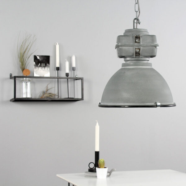 Mexlite Densi hanglamp - Ø38 cm - industrieel - E27 - met glasplaat - grijs - Image 2