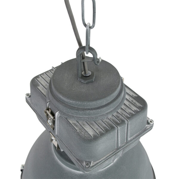Mexlite Densi hanglamp - Ø38 cm - industrieel - E27 - met glasplaat - grijs - Image 3