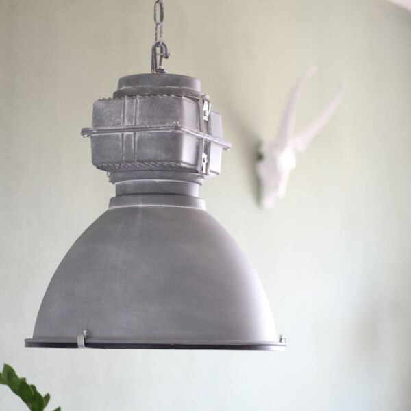 Industriële grijze metalen glazen hanglamp Mexlite Densi - Image 2