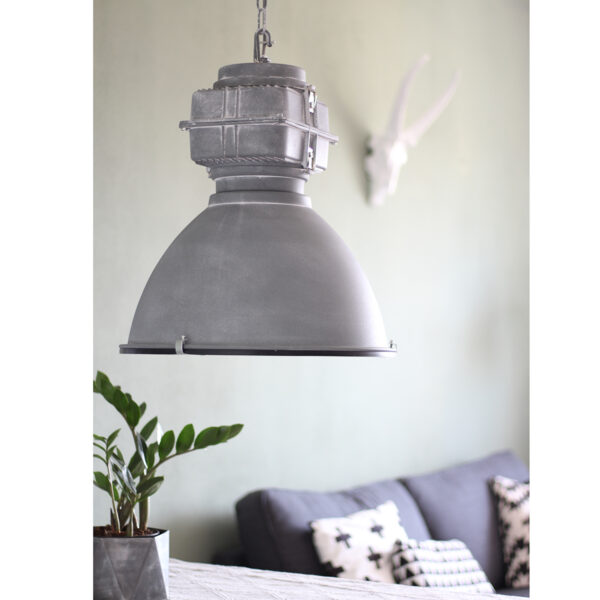 Industriële grijze metalen glazen hanglamp Mexlite Densi - Image 3