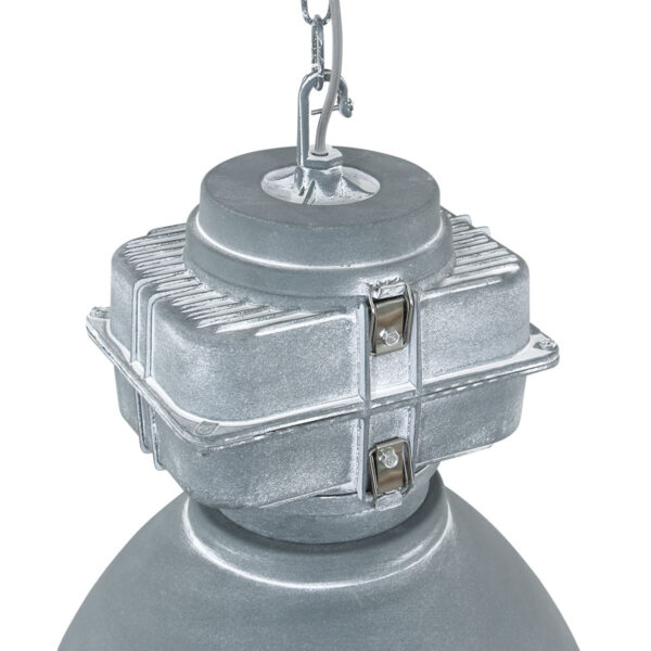 Industriële grijze metalen glazen hanglamp Mexlite Densi - Image 4