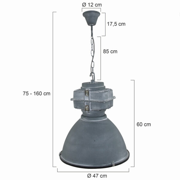 Industriële grijze metalen glazen hanglamp Mexlite Densi - Image 6