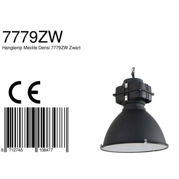 Industriële zwarte metalen glazen hanglamp Mexlite Densi - Image 7