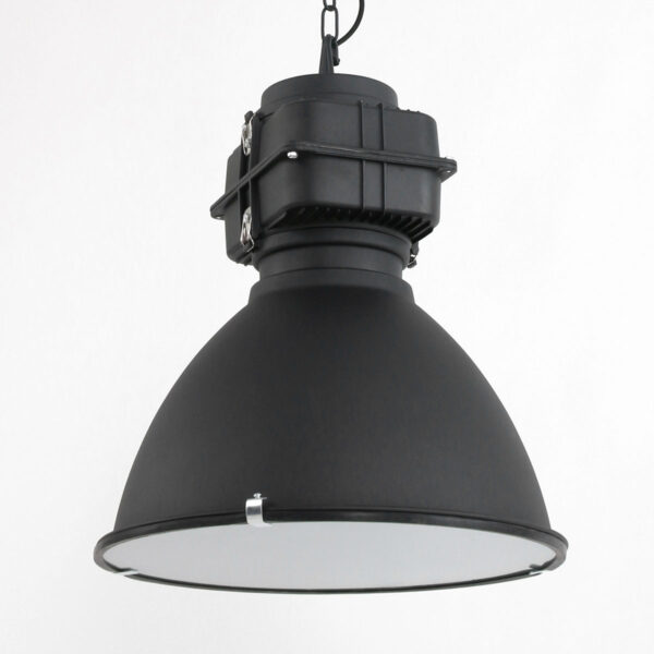 Industriële zwarte metalen glazen hanglamp Mexlite Densi - Image 9