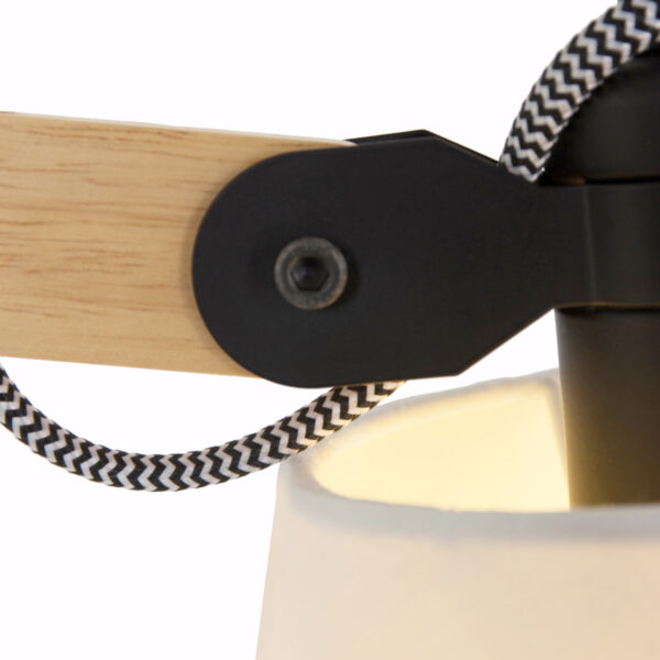 Scandinavische metalen stoffen wandlamp naturel hout Mexlite Dion - Image 6