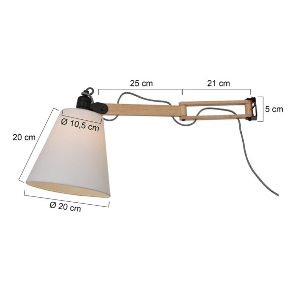 Scandinavische metalen stoffen wandlamp naturel hout Mexlite Dion - Image 7