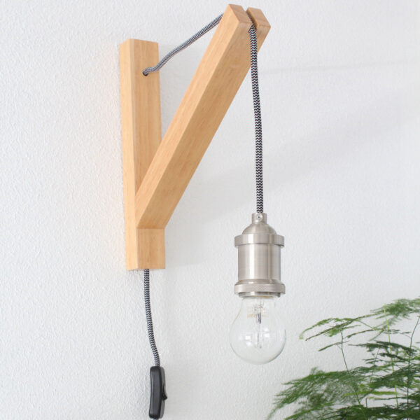 Scandinavische bruine houten wandlamp Mexlite Dion - Image 2