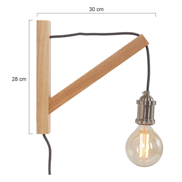 Scandinavische bruine houten wandlamp Mexlite Dion - Image 6