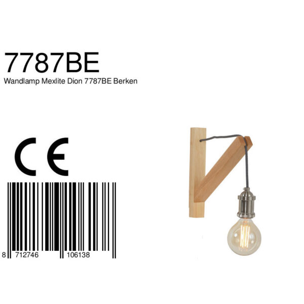 Scandinavische bruine houten wandlamp Mexlite Dion - Image 7