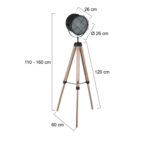 Industriële staande lamp driepoot Mexlite Dyce - Image 7