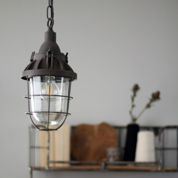 Industriële aluminium bruine glazen hanglamp Mexlite Ebbe - Image 2