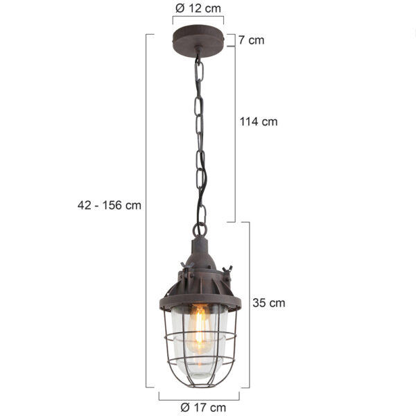 Industriële aluminium bruine glazen hanglamp Mexlite Ebbe - Image 6