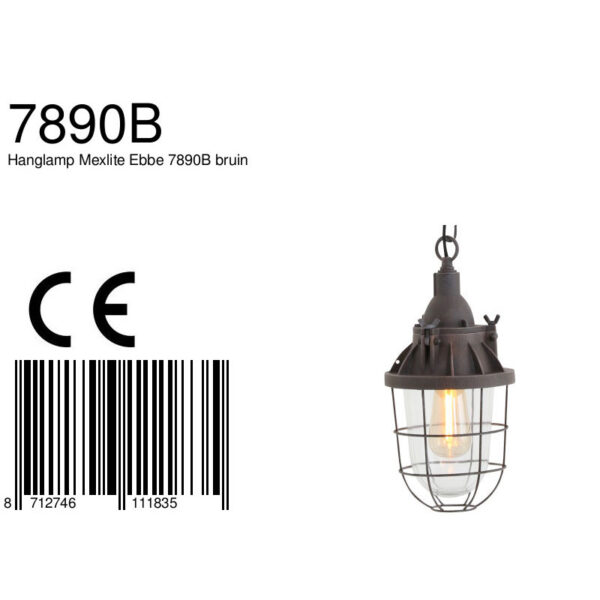 Industriële aluminium bruine glazen hanglamp Mexlite Ebbe - Image 7