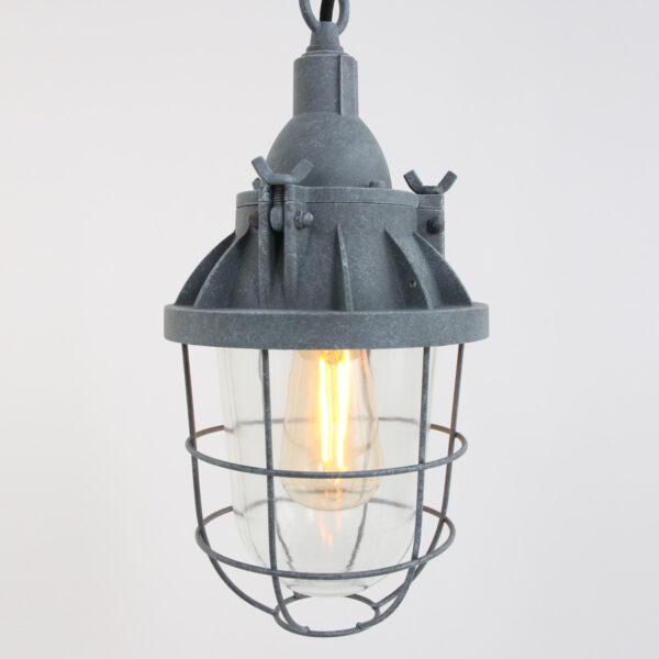 Industriële grijze metalen glazen hanglamp Mexlite Ebbe - Image 3