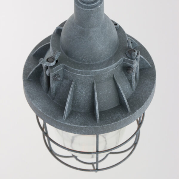 Industriële grijze metalen glazen hanglamp Mexlite Ebbe - Image 4