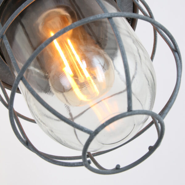 Industriële grijze metalen glazen hanglamp Mexlite Ebbe - Image 10