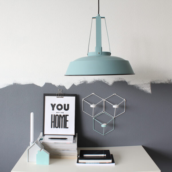 Ronde blauwe retro hanglamp metaal Mexlite Eden - Image 2