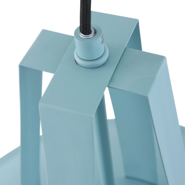Ronde blauwe retro hanglamp metaal Mexlite Eden - Image 3
