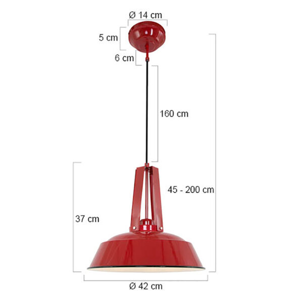 Retro rode metalen hanglamp Mexlite Eden - Image 5