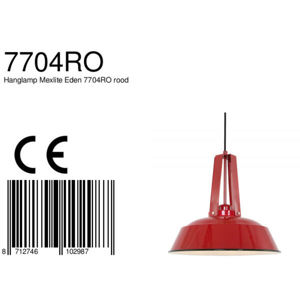 Retro rode metalen hanglamp Mexlite Eden - Image 6