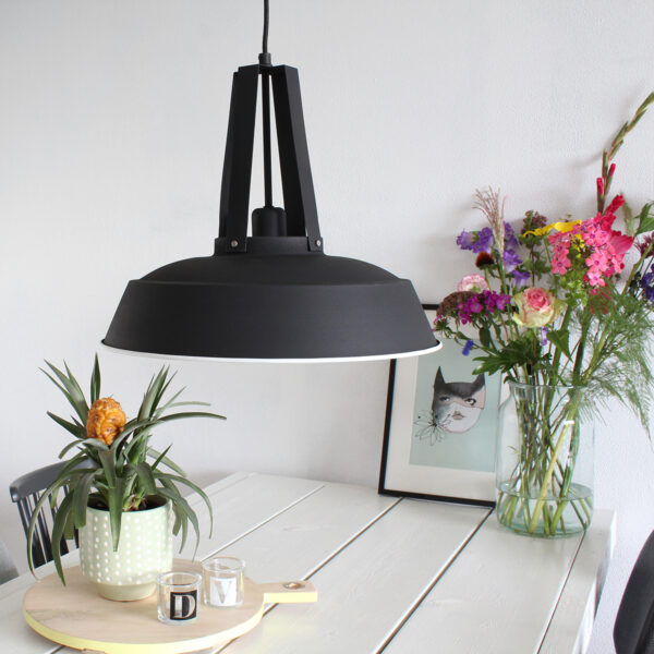 Mexlite Luna hanglamp - Ø42 cm - E27 fitting - stoere industriële look - zwart - Afbeelding 2