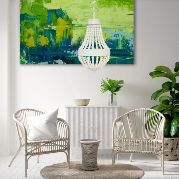 Landelijke witte houten metalen hanglamp Mexlite Ella - Image 3