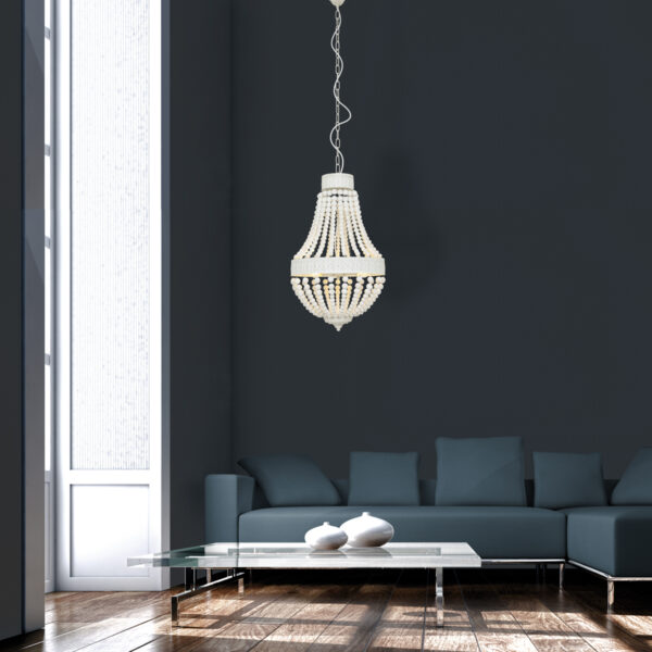 Landelijke witte houten metalen hanglamp Mexlite Ella - Image 4