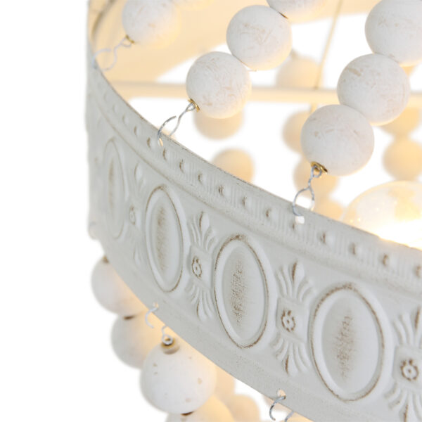 Landelijke witte houten metalen hanglamp Mexlite Ella - Image 5