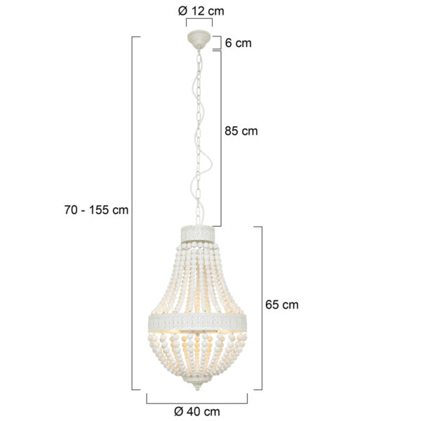 Landelijke witte houten metalen hanglamp Mexlite Ella - Image 8
